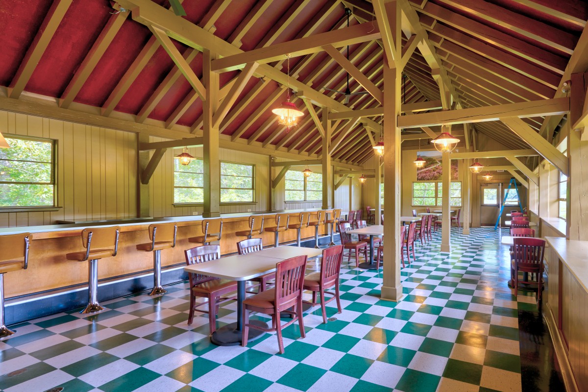 The interior of The Bluffs Restaurant at Doughton Park. Photo by David Huff