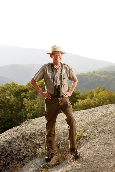 Ranger Chuck Robertson at a mountain overlook