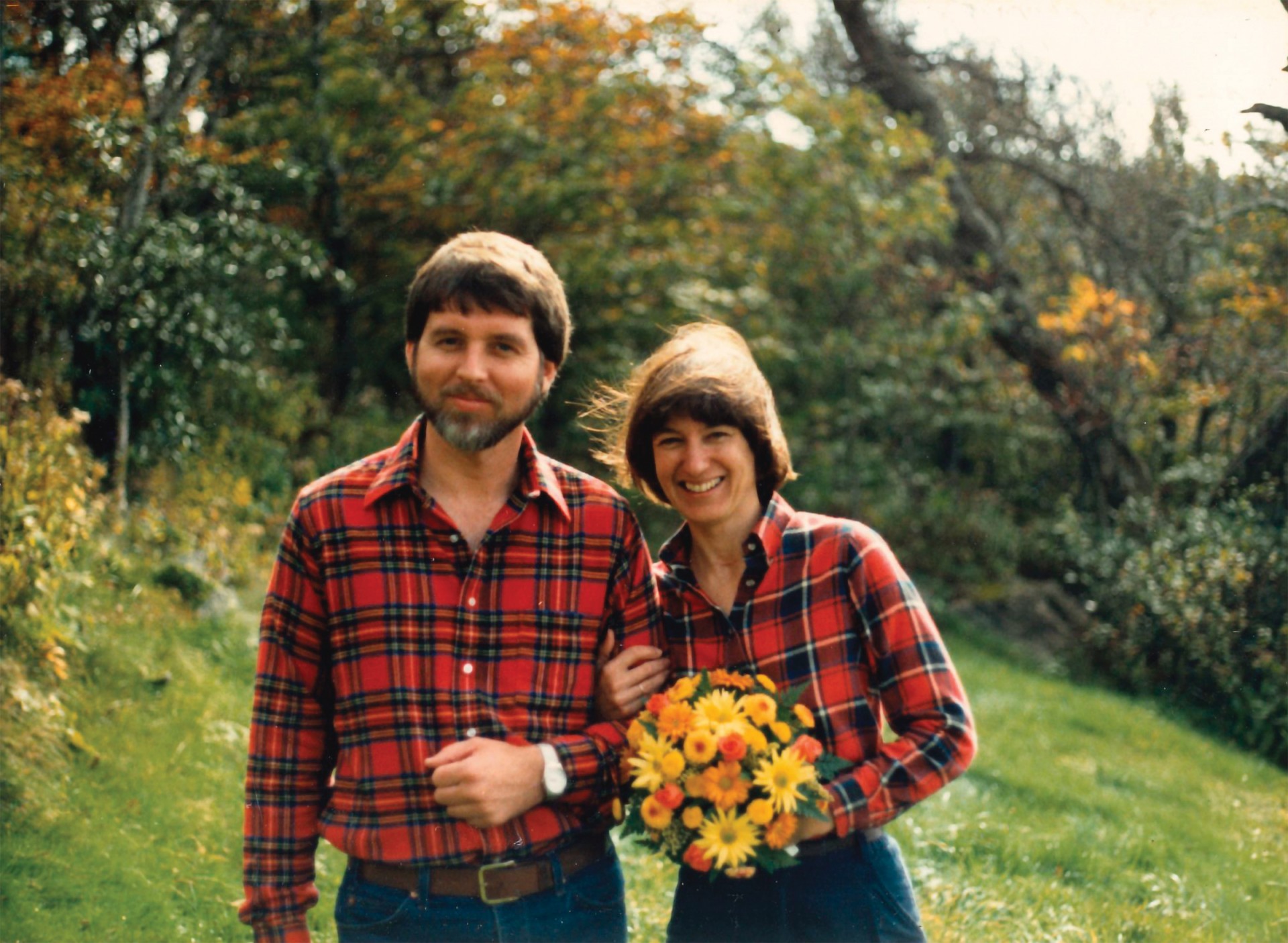 Ray and Laura Pease on their wedding day in 1986 at Craggy Gardens on the Blue Ridge Parkway.