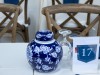 The tables were set with hydrangeas and blue and white vases overlooking the Cone Estate.